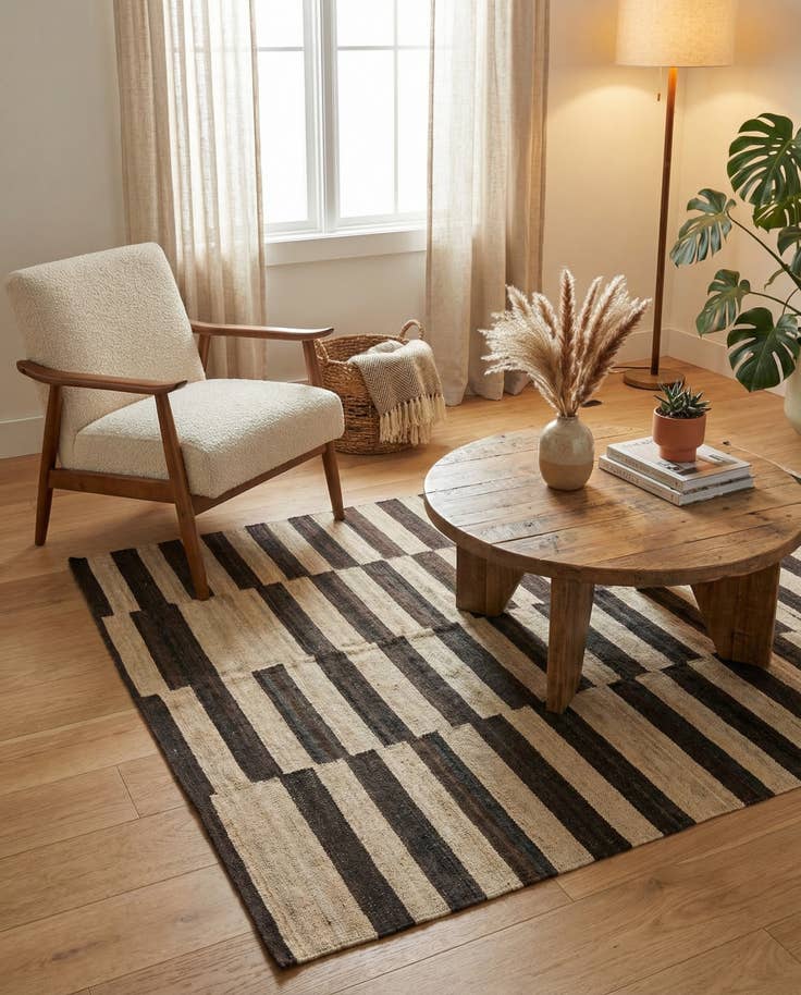 Detail image of 4' 3 x 5' 8 Hand Woven Kilim Modern Wool Rug