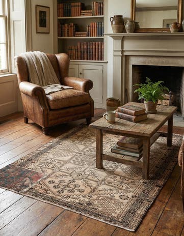 5' x 6' 6 Hand Knotted Ultra Vintage Persian Wool Rug