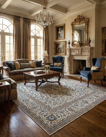 6' 7 x 10' 2 Kashan Wool Square Rug