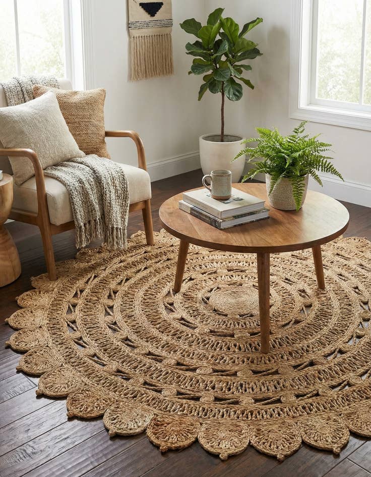 Detail image of  6' 1 x 6' 1  Hand Braided Jute Round Rug