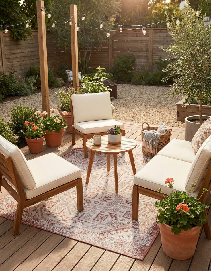 Detail image of 5' 3 x 8' Easy-Clean Aztec Indoor / Outdoor Rug