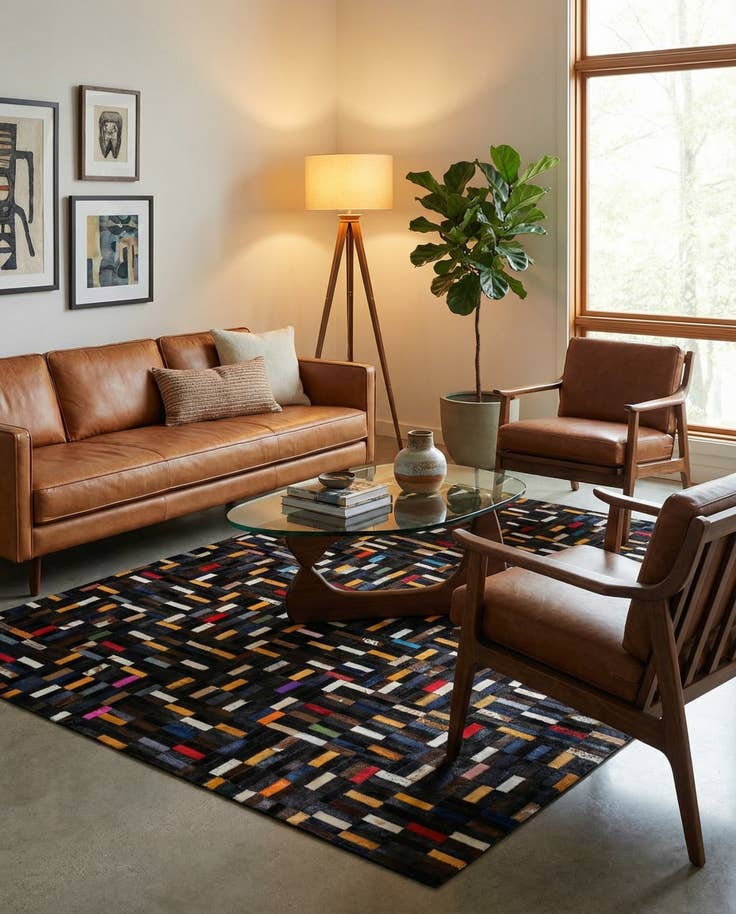 Detail image of 5' 1 x 8' Cowhide - Patchwork Rug