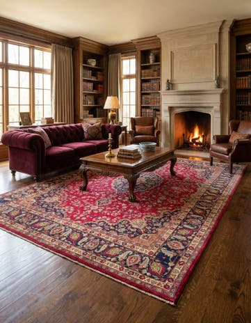 9' 7 x 13' 3 Hand Knotted Mashad Persian Wool Rug
