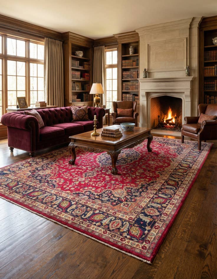 Detail image of 9' 7 x 13' 3  Hand Knotted Mashad Persian Wool Rug