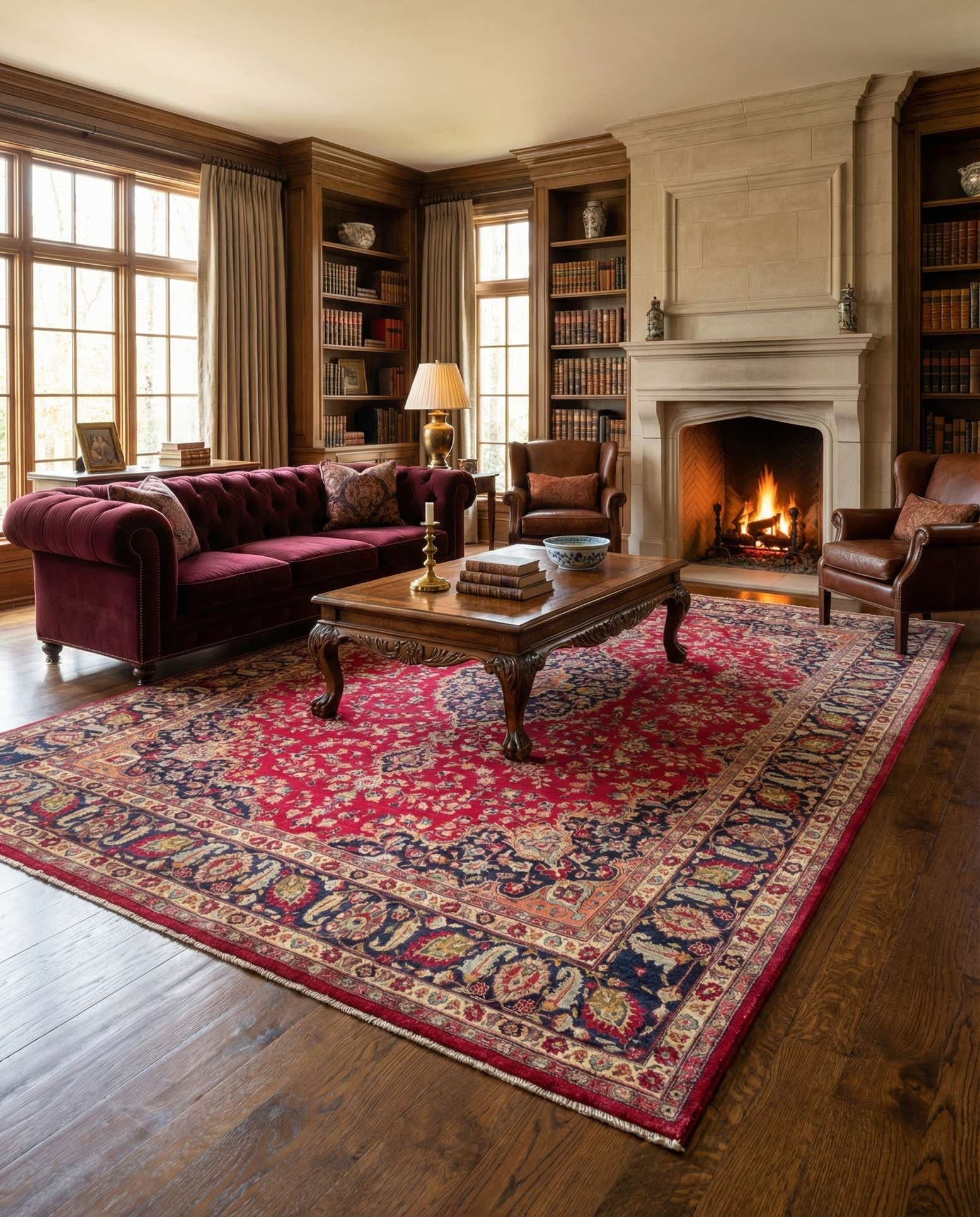 9' 7 x 13' 3 Hand Knotted Mashad Persian Wool Rug