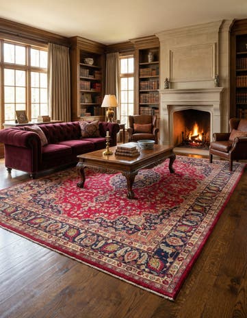 9' 7 x 13' 3 Hand Knotted Mashad Persian Wool Rug