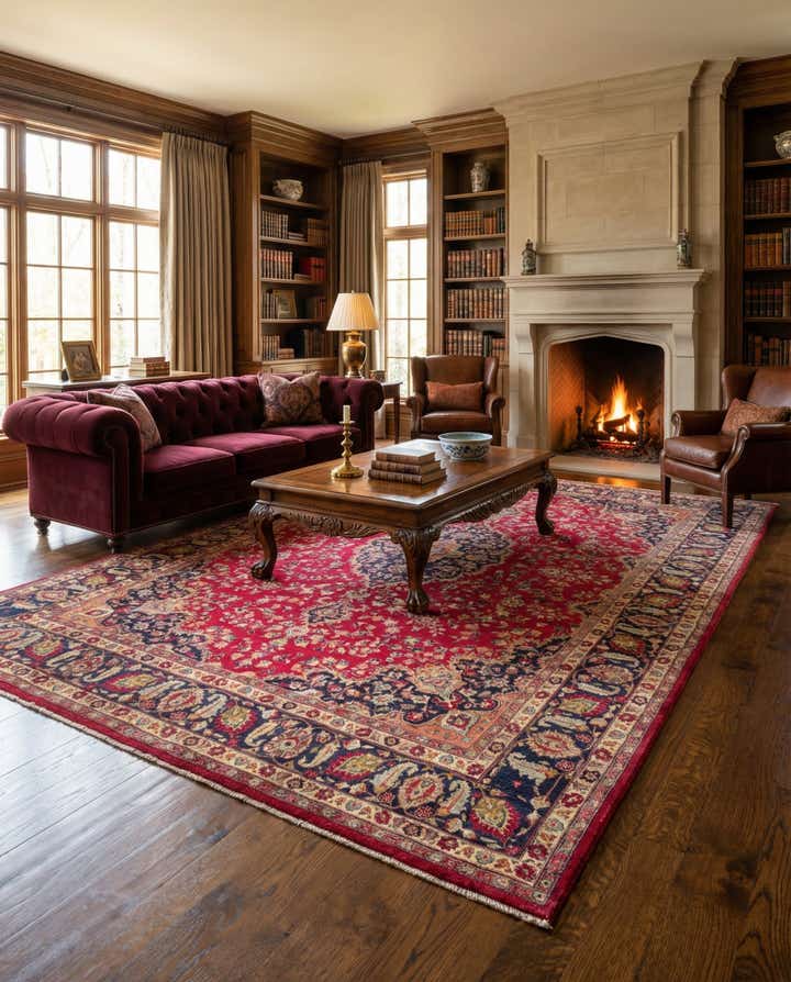 9' 7 x 13' 3 Hand Knotted Mashad Persian Wool Rug