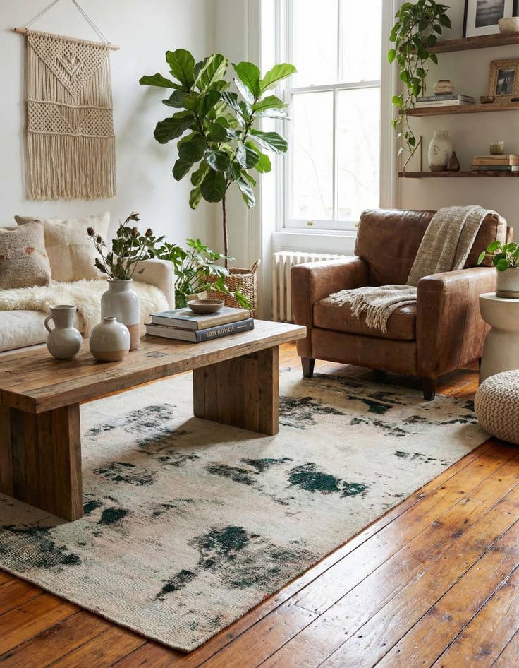 Detail image of 4' 8 x 6' 2  Hand Knotted Ultra Vintage Persian Wool Rug