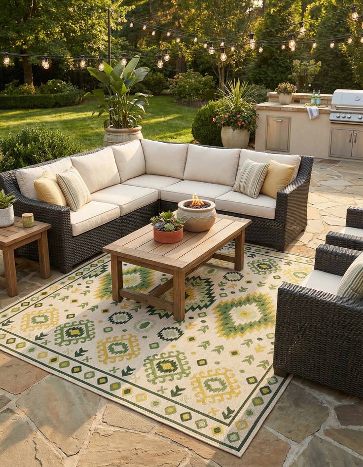 Detail image of 10' x 10'  Washable Baja Indoor / Outdoor Square Rug