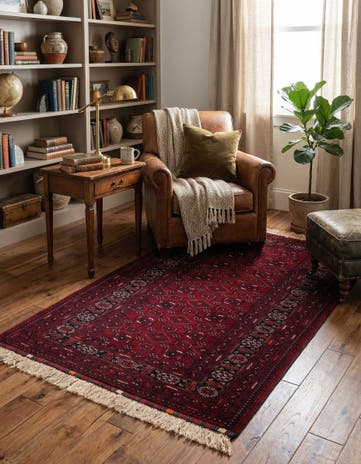 3' 6 x 6' 5 Hand Knotted Afghan Ersari Wool Rug