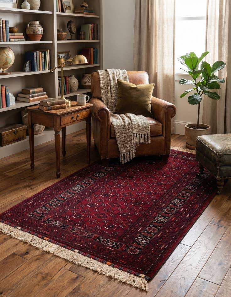 Detail image of  3' 6 x 6' 5  Hand Knotted Afghan Ersari Wool Rug