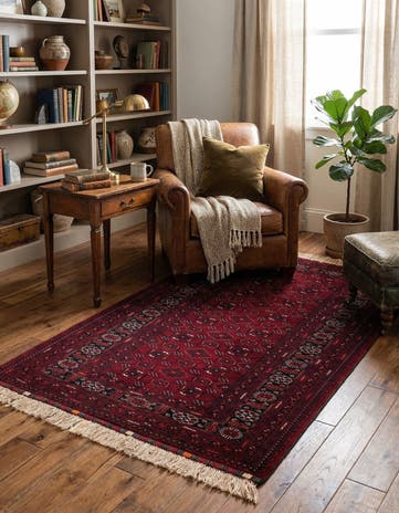 3' 6 x 6' 5 Hand Knotted Afghan Ersari Wool Rug