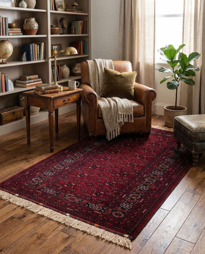 3' 6 x 6' 5 Hand Knotted Afghan Ersari Wool Rug