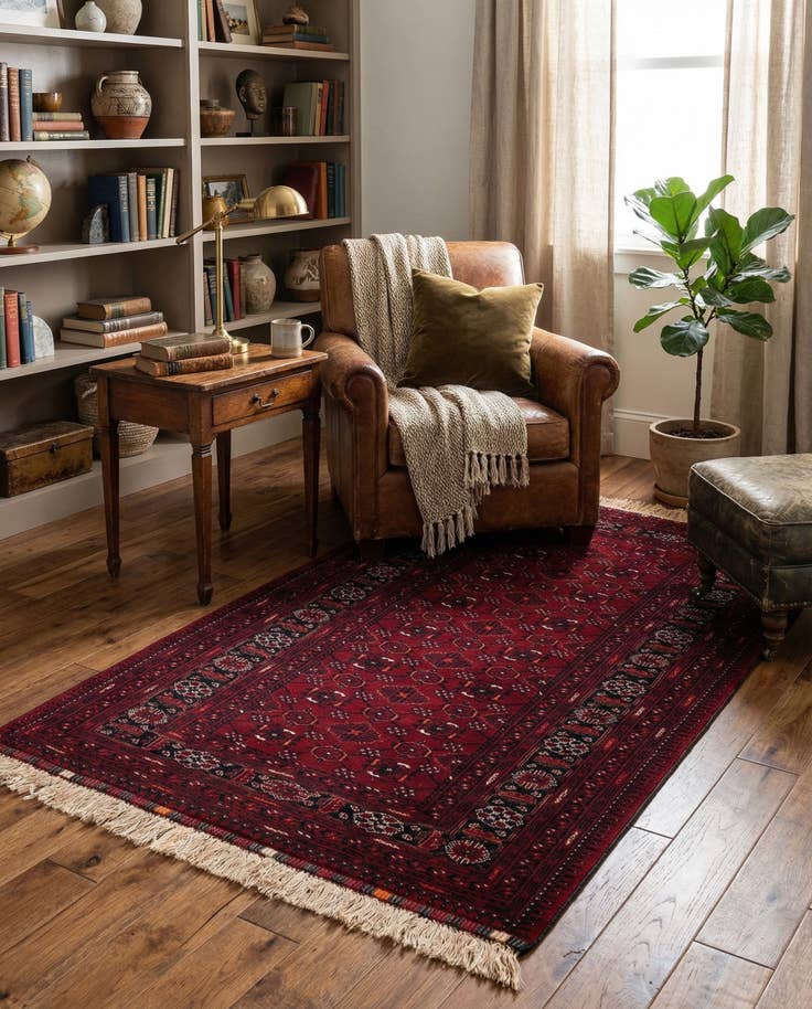 Detail image of 3' 6 x 6' 5 Hand Knotted Afghan Ersari Wool Rug