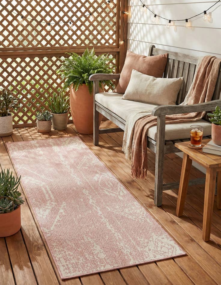 Detail image of  2' x 5' 3  Washable Bohemian Indoor / Outdoor Runner Rug