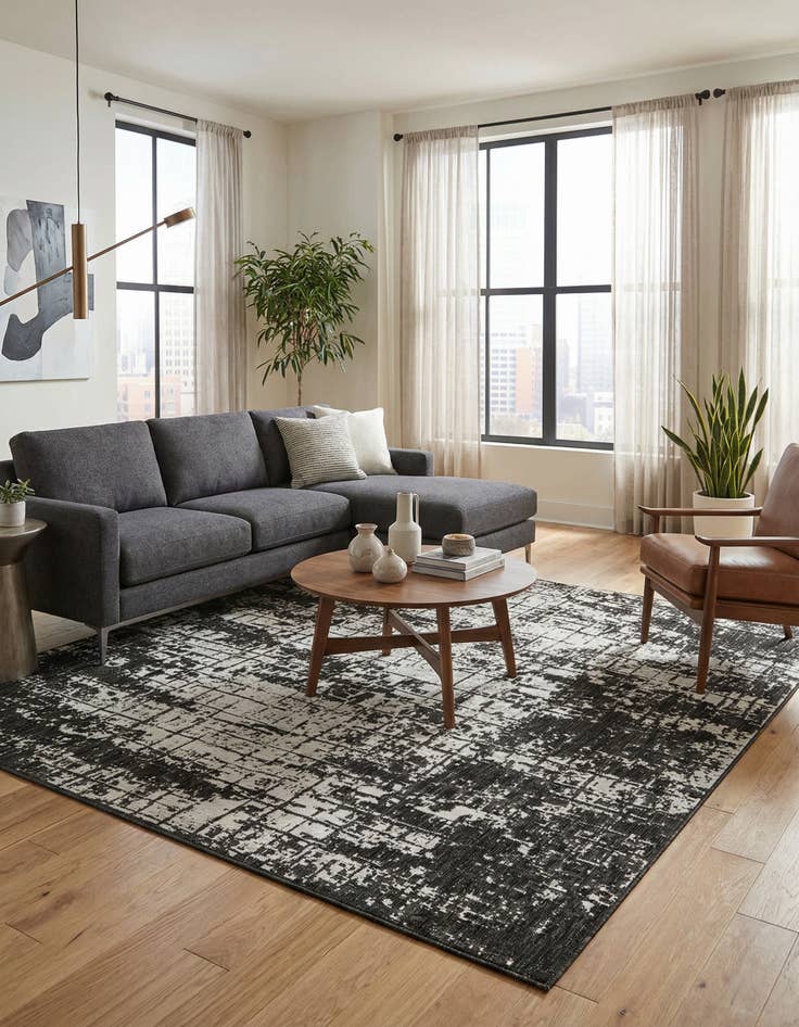 Detail image of  7' 10 x 7' 10  Washable Modern Indoor / Outdoor Square Rug