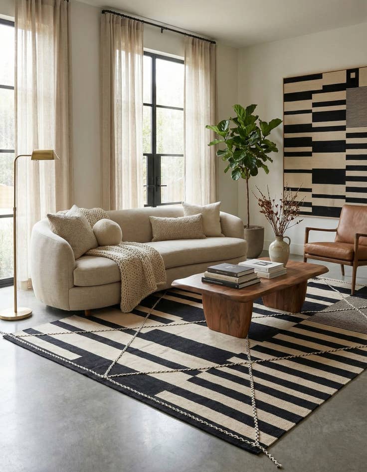 Detail image of 6' 7 x 9' 8  Hand Woven Kilim Modern Wool Rug