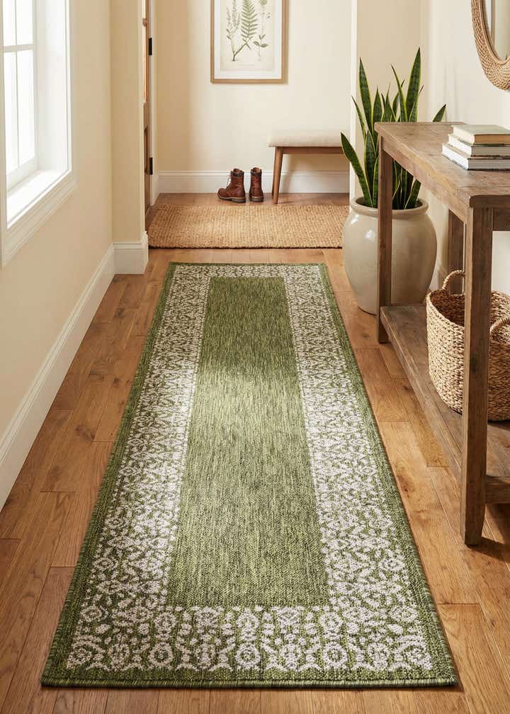 2' x 8' Easy-Clean Border Indoor / Outdoor Runner Rug