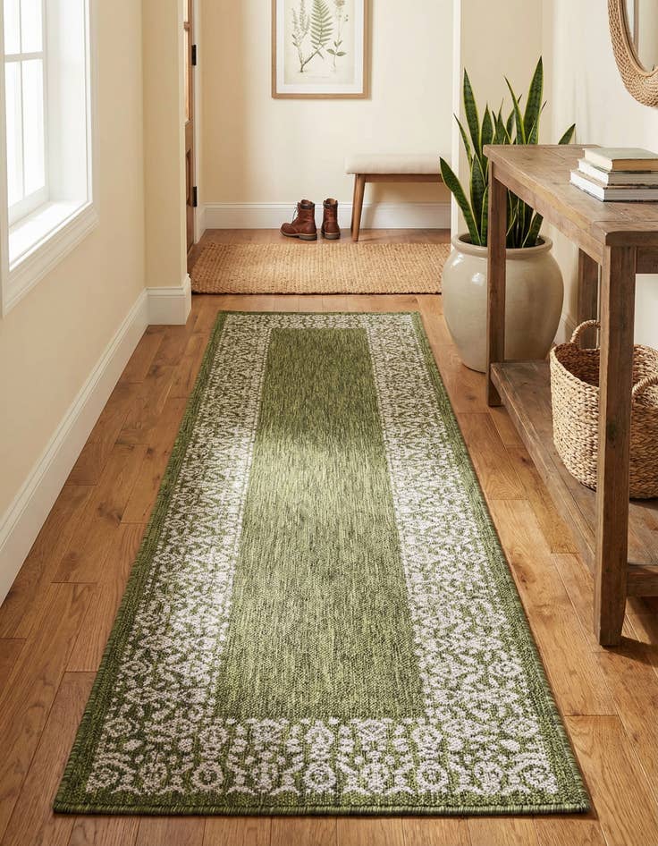 Detail image of 2' x 8'  Washable Border Indoor / Outdoor Runner Rug