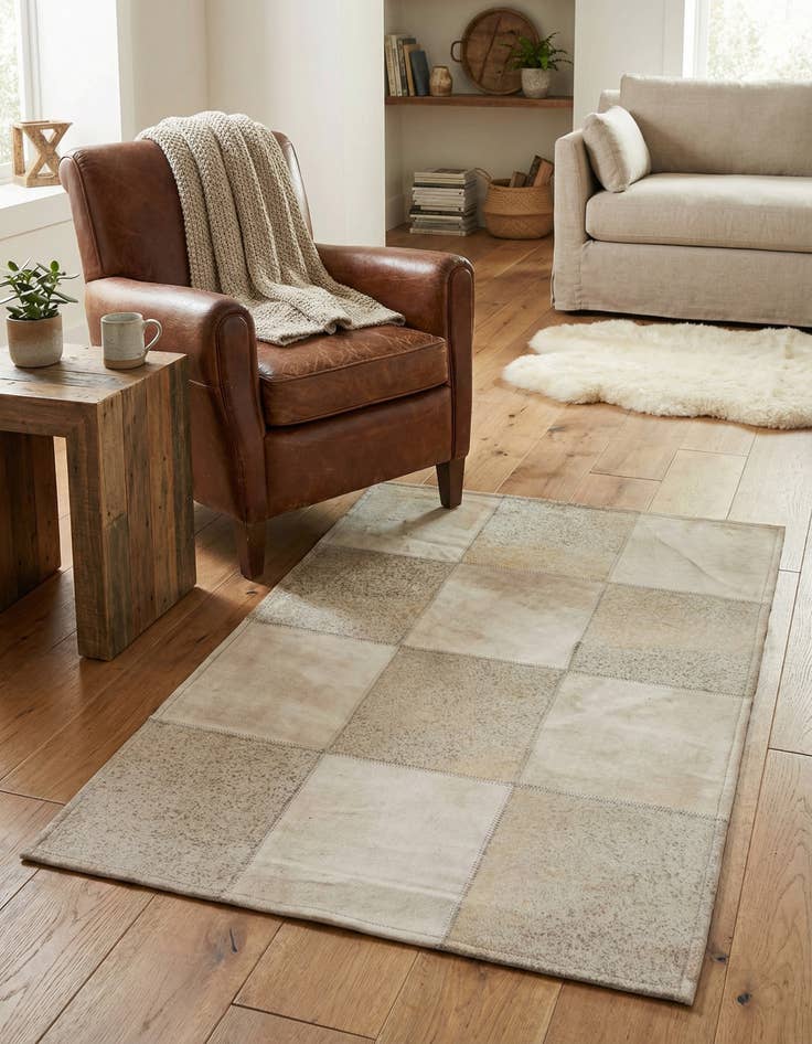 Detail image of 2' 1 x 3' 1 Cowhide Leather Rug