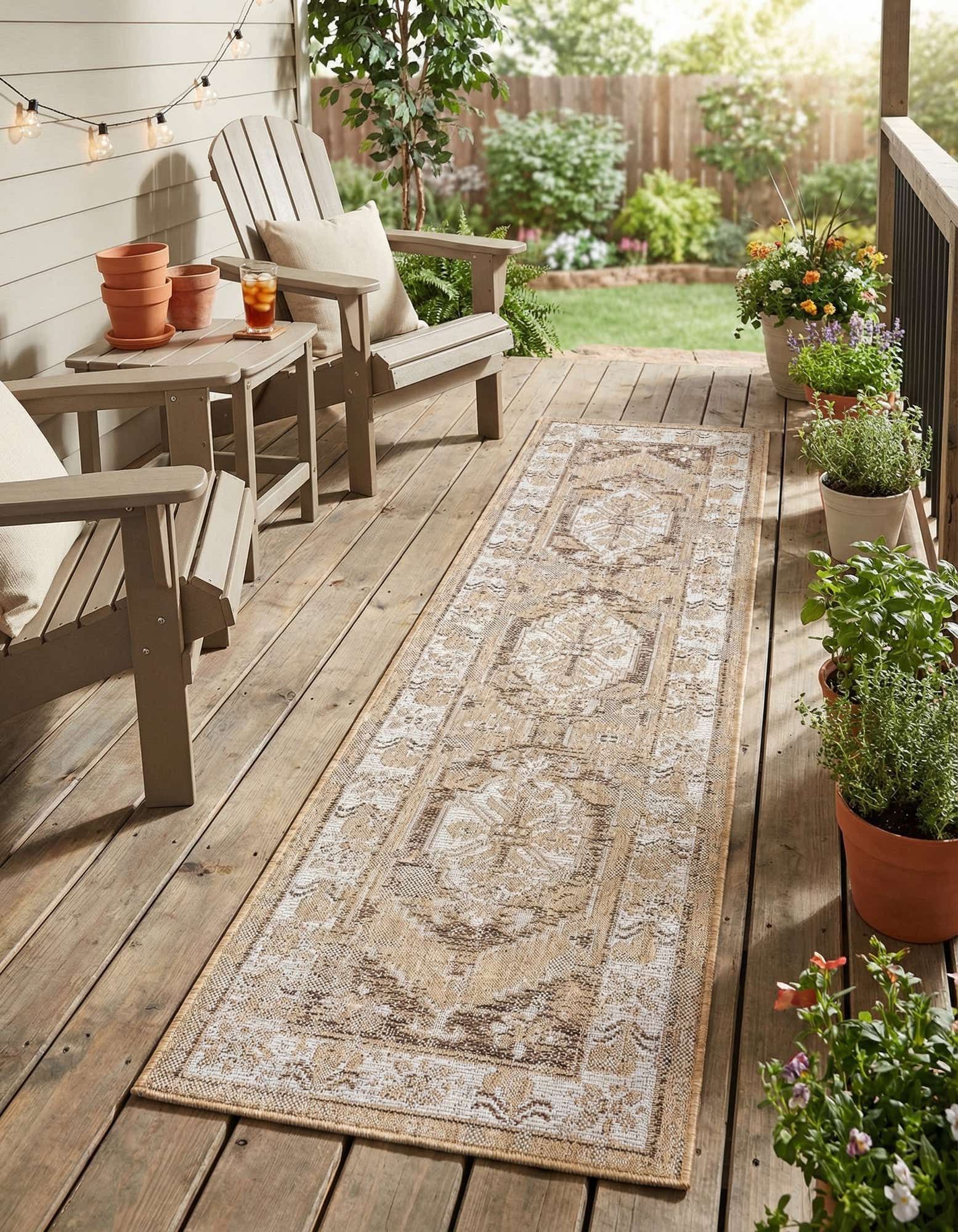 2' x 8' Easy-Clean Traditional Indoor / Outdoor Runner Rug