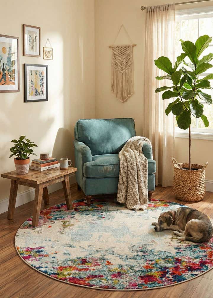 5' x 5' Washable Spectrum Round Rug