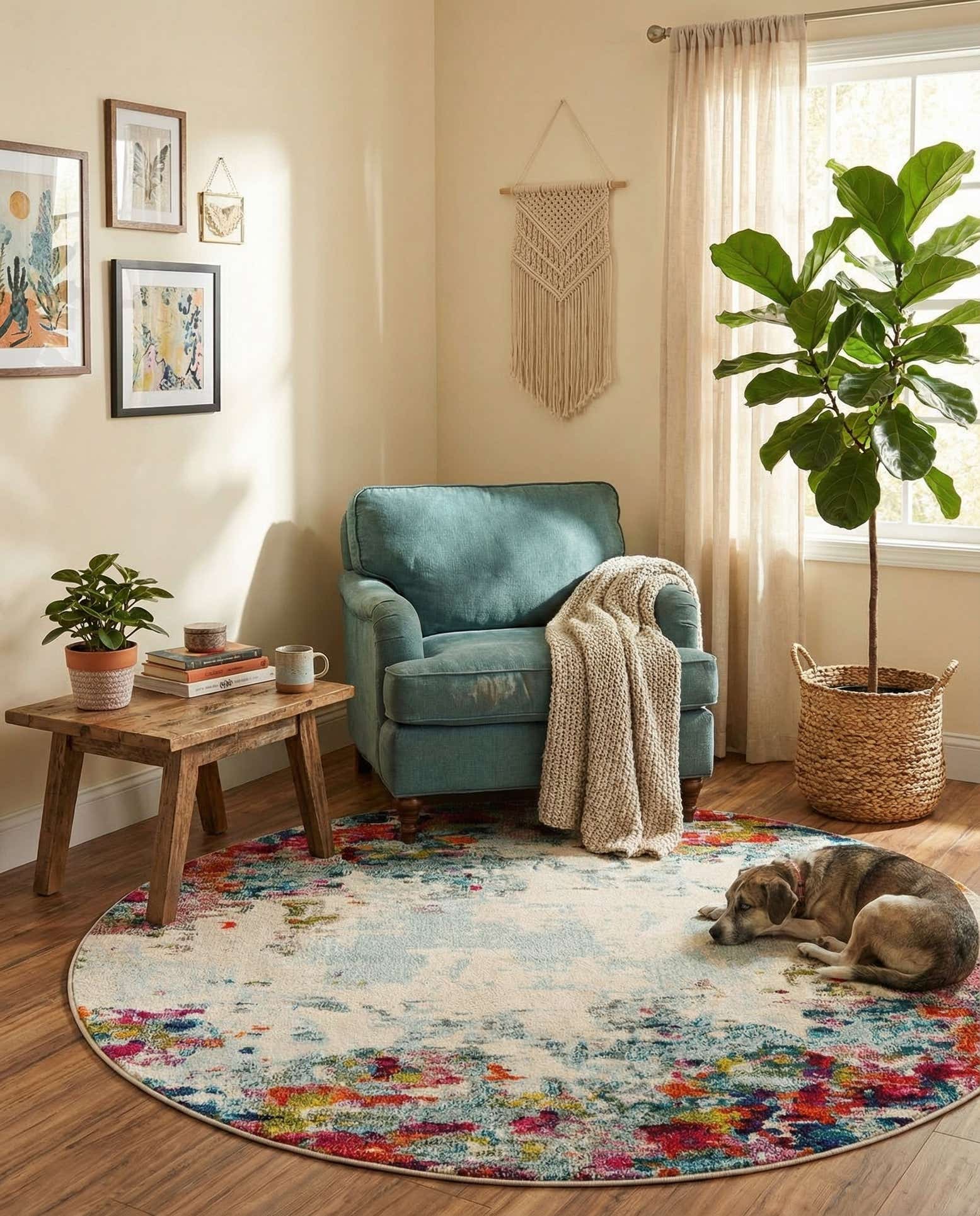 5' x 5' Washable Spectrum Round Rug