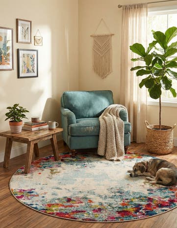 5' x 5' Washable Theia Round Rug