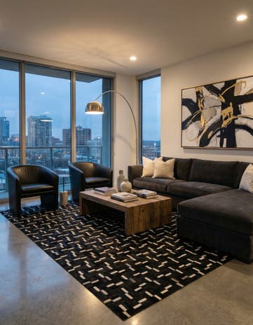8' 2 x 9' 10 Cowhide Leather Rug