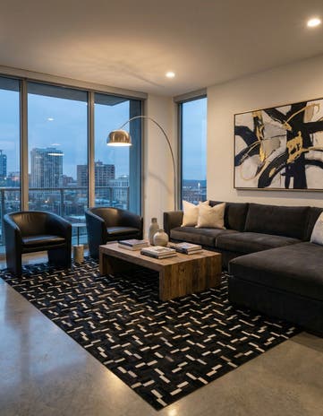 8' 2 x 9' 10 Cowhide Leather Rug