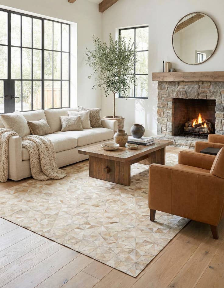 Detail image of  5' 8 x 7' 10 Cowhide Stocks Rug