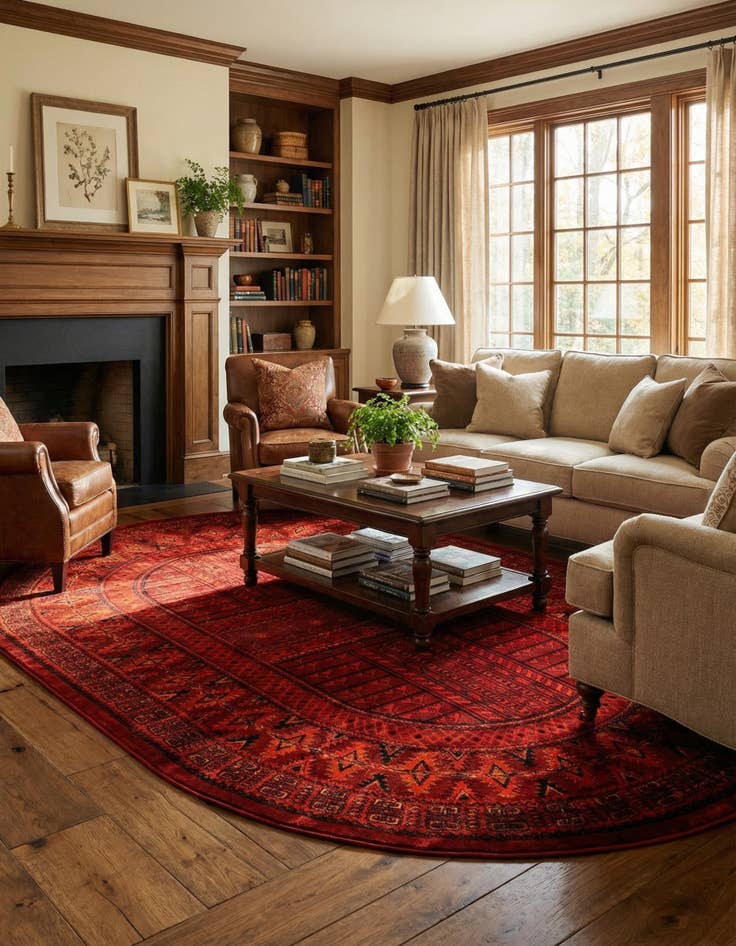 Detail image of 6' 1 x 9' Bokhara Oval Rug