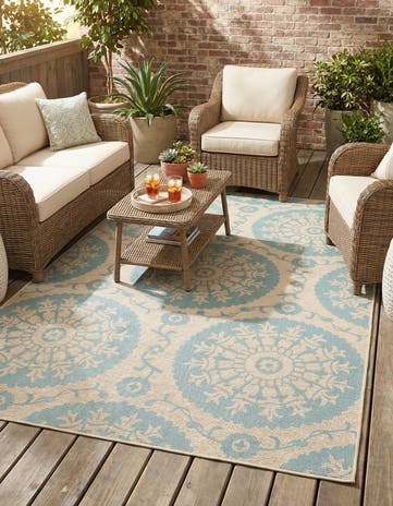 6' x 9' Easy-Clean Botanical Indoor / Outdoor Rug