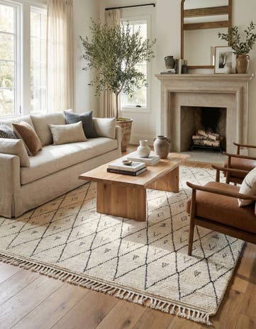 5' 11 x 9' 6 Hand Knotted Moroccan Wool Rug