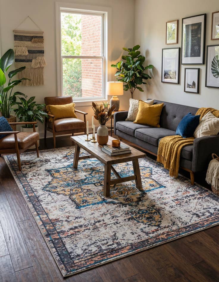 Detail image of  7' 3 x 10'  Washable Francesca Rug