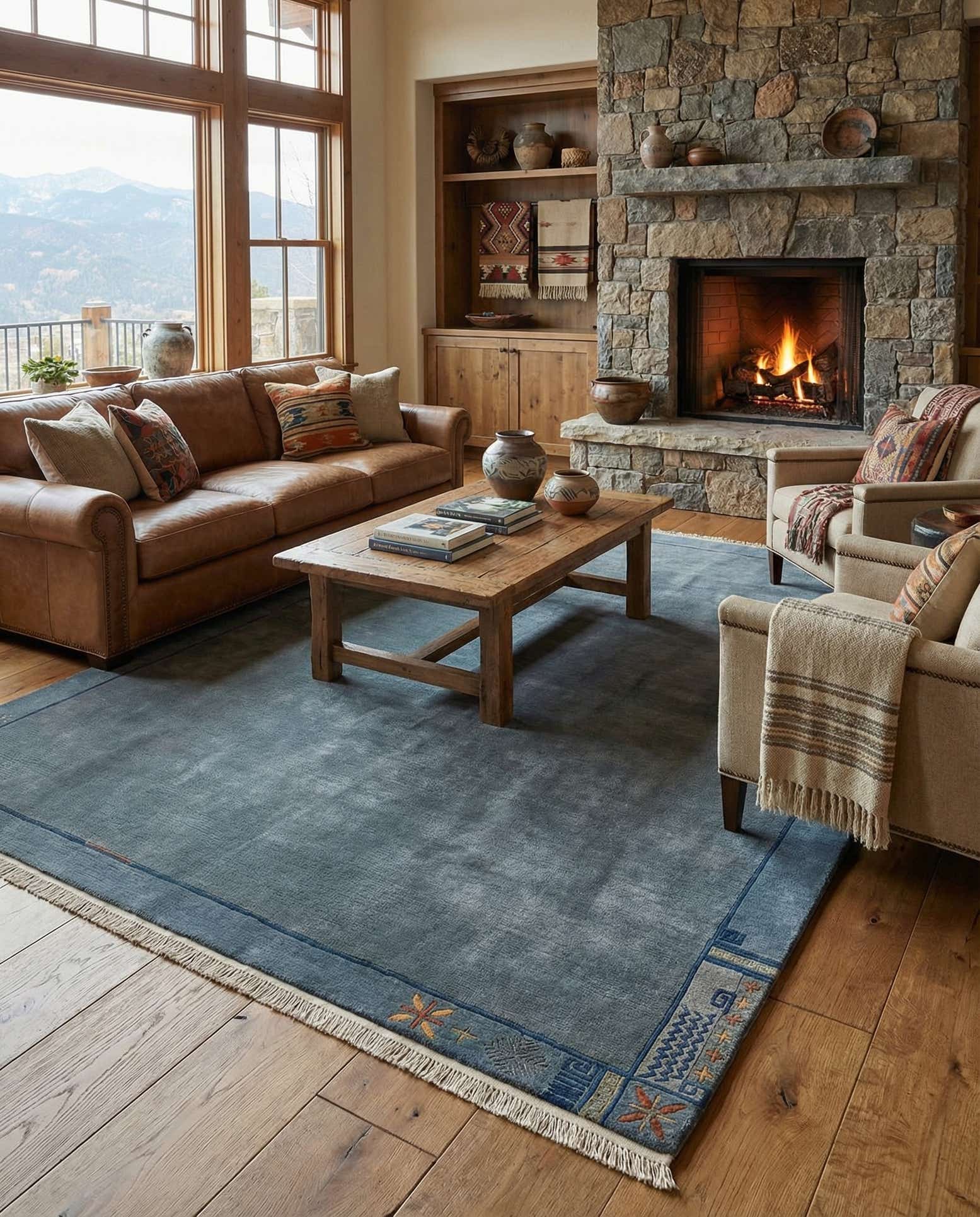 6' 9 x 8' 3 Hand Knotted Tibet Wool Rug