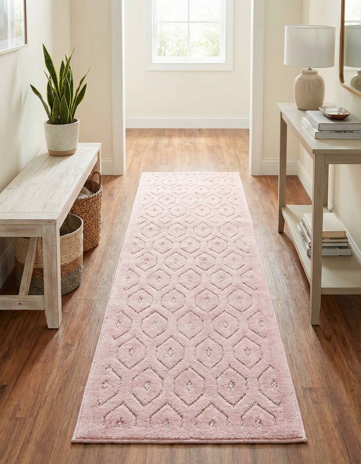 Detail image of 2' x 6' Easy-Clean Trellis Textured Indoor / Outdoor Runner Rug