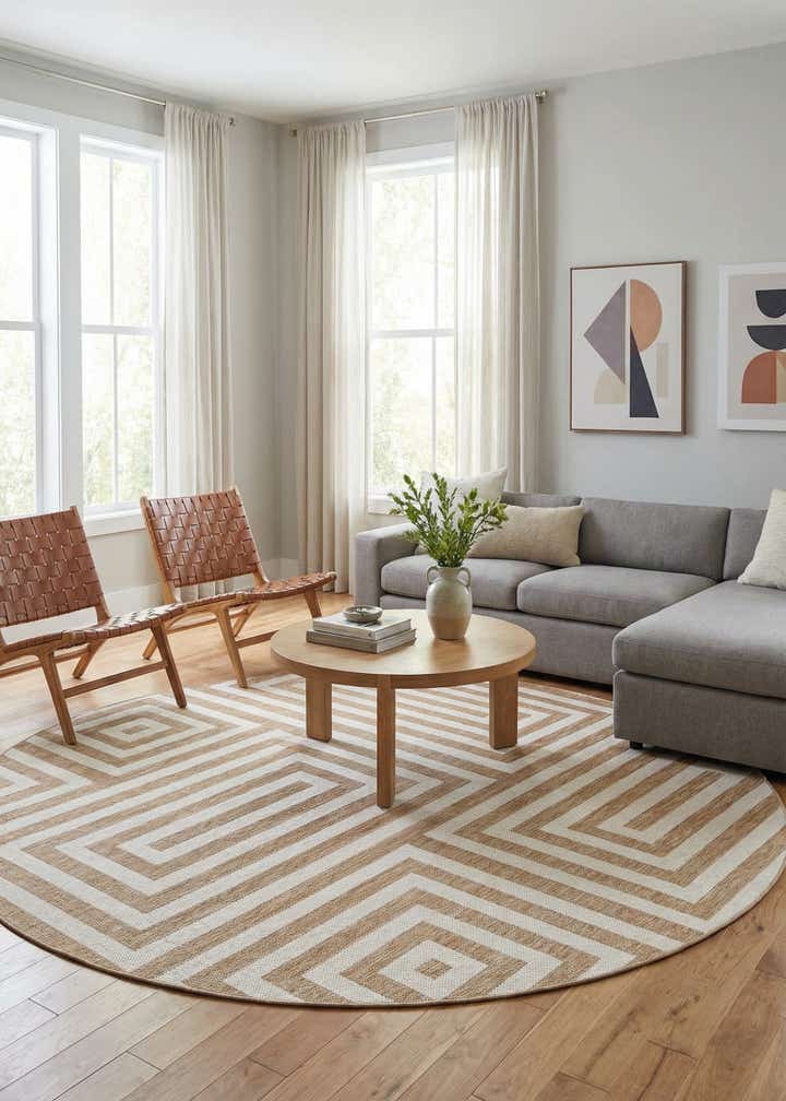 10' x 10' Easy-Clean Modern Indoor / Outdoor Round Rug