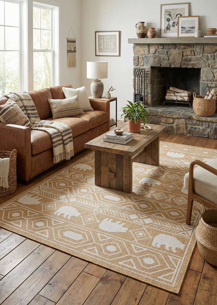 5' 3 x 8' Easy-Clean Southwestern Indoor / Outdoor Rug