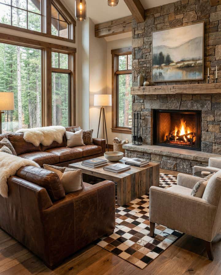 5' 1 x 8' 1 Cowhide Leather Rug