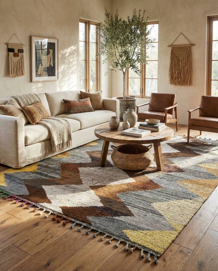 Detail image of 9' 3 x 11' 5 Hand Knotted Moroccan Wool Rug