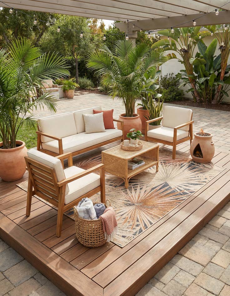 Detail image of 7' 10 x 10'  Washable Botanical Indoor / Outdoor Rug