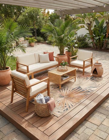 7' 10 x 10' Easy-Clean Botanical Indoor / Outdoor Rug