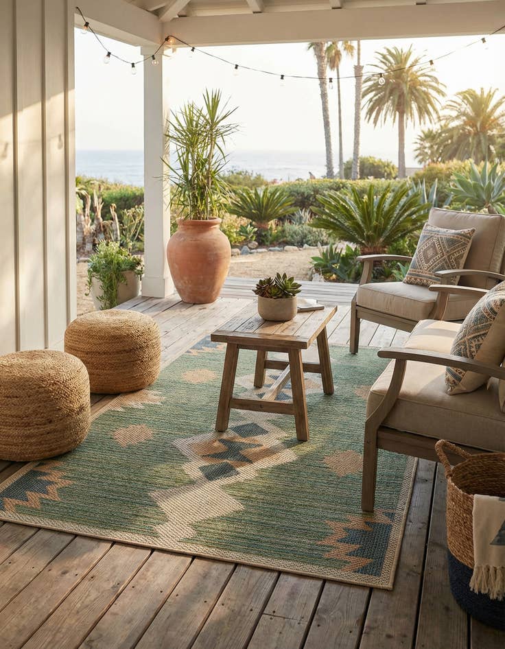 Detail image of 3' 1 x 5' 1  Washable Baja Indoor / Outdoor Rug