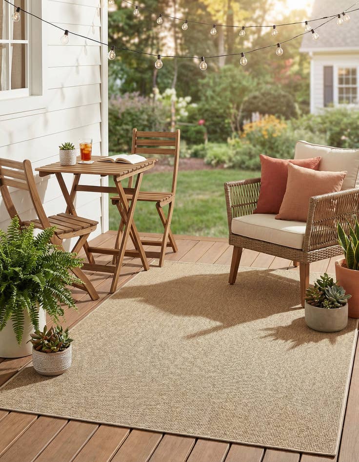 Detail image of 5' 3 x 8' Easy-Clean Solid Indoor / Outdoor Rug