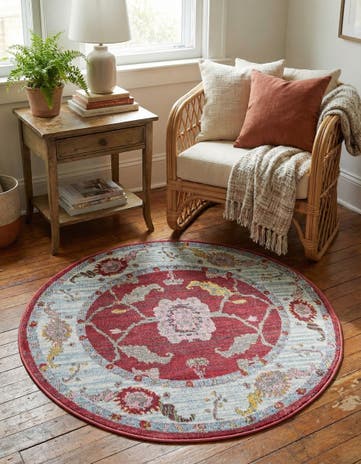 Red Paragon Round Rug