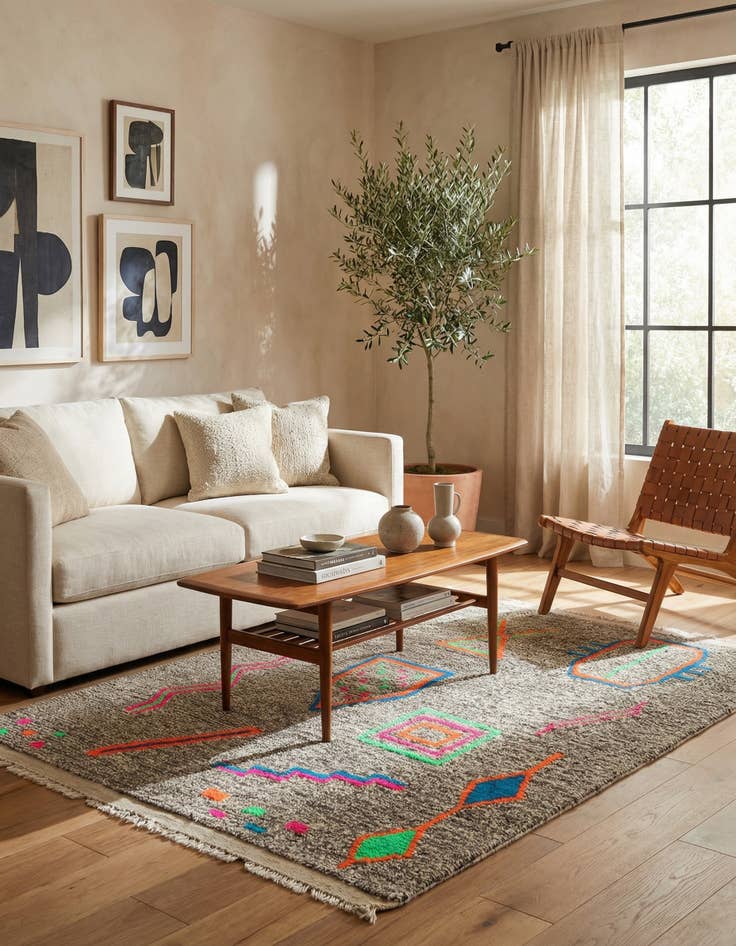 Detail image of 5' x 6' 10  Hand Knotted Moroccan Wool Rug