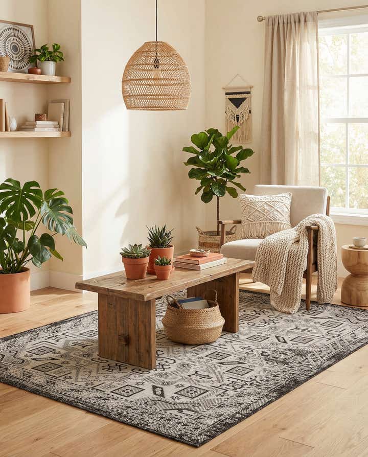 5' 3 x 7' Easy-Clean Aztec Indoor / Outdoor Rug