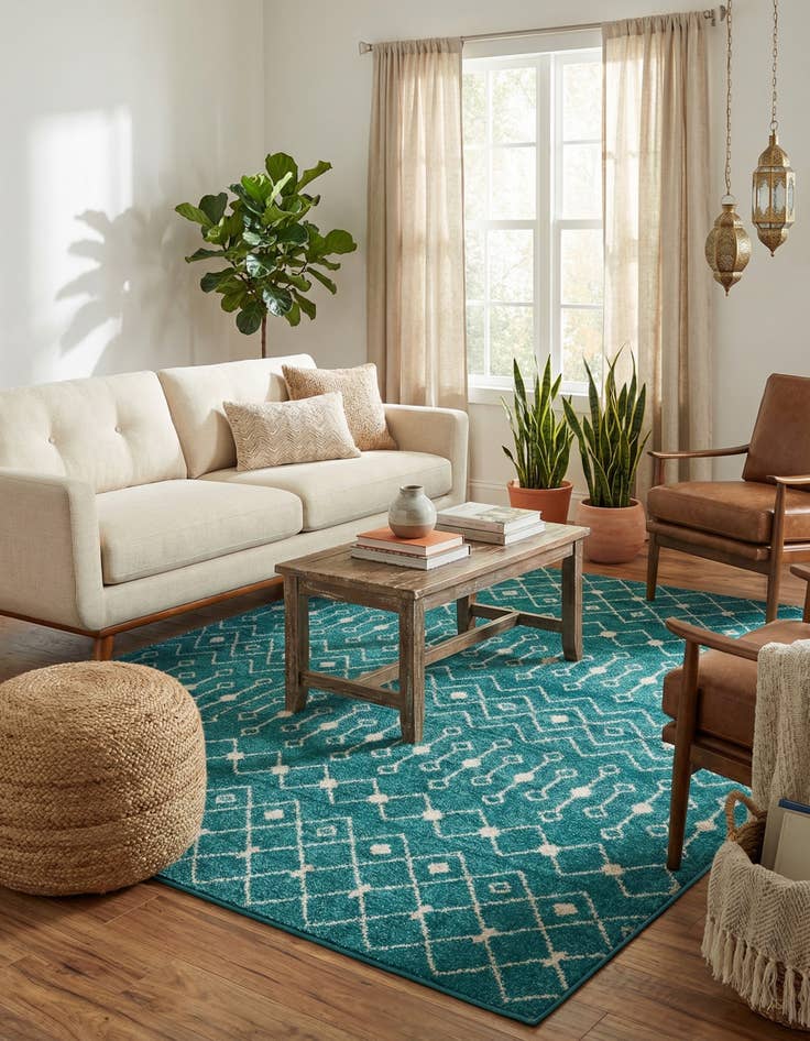 Detail image of 7' 10 x 7' 10 Moroccan Trellis Square Rug