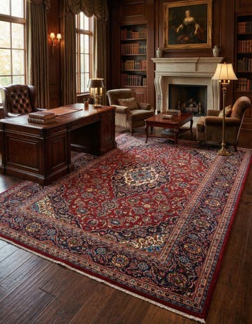 8' x 11' 4 Kashan Wool Rug